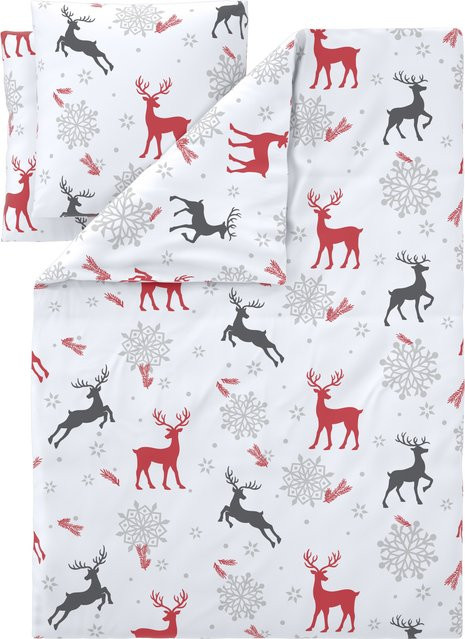 LIVARNO Bettwäsche Fleece Hirsche weiß, B/H: 200 x 220 cm - Bild 1