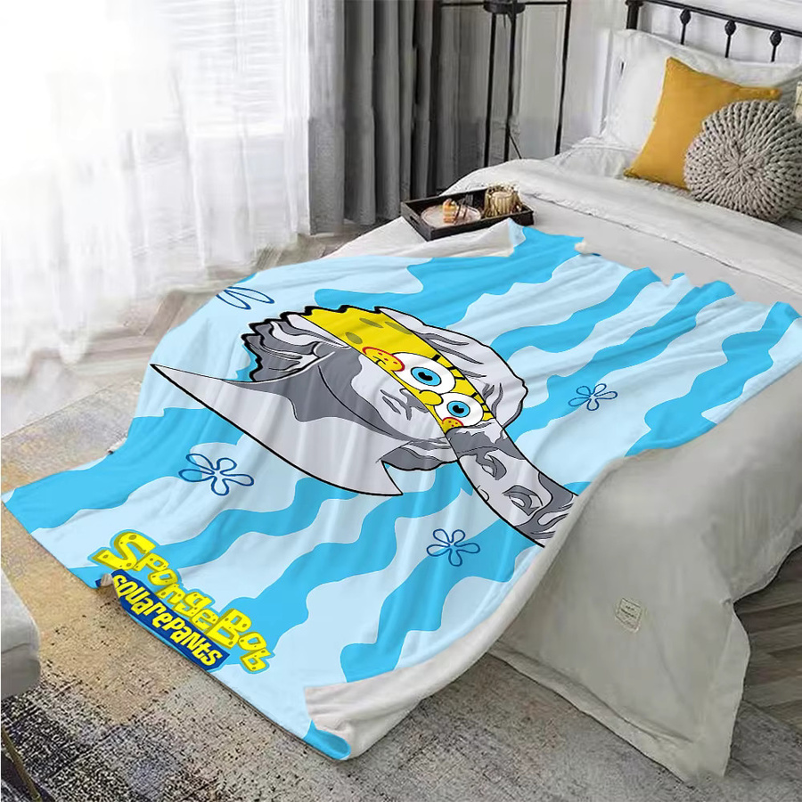 Potdemiel Spongebob Doppeldecke Blau, flauschige und weiche Tagesdecke für Sofa und Bett - Bild 2