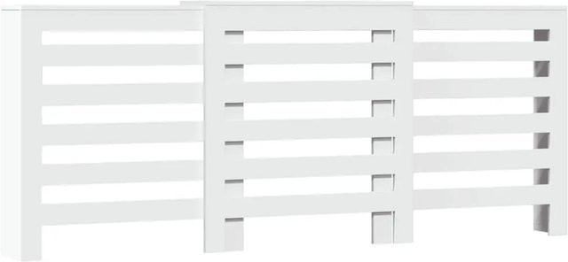 vidaXL Heizkörperverkleidung in Weiß im modernen Latten-Design aus Holzwerkstoff, Höhe: 83,5 cm, Breite: 205 cm, Tiefe: 21,5 cm - Bild 1