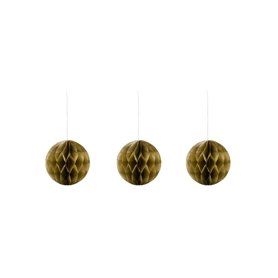 House Doctor Weihnachtsornamente Orb aus Papier in Gold, 3 Stück, Durchmesser: 8 cm - Bild 1