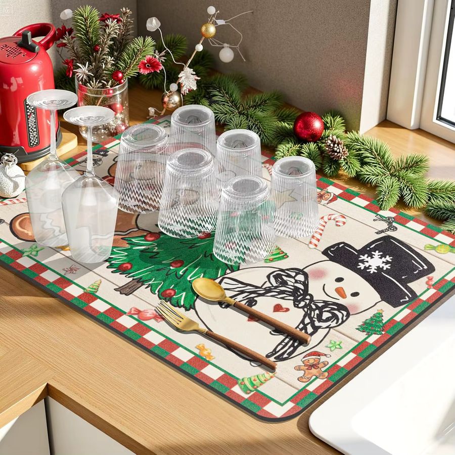 VIKAMA Christmas Gingerbread Man Abtropfmatte für die Küche und als Tischdekoration - Bild 3