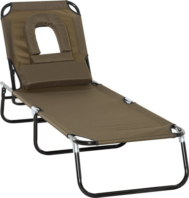 Outsunny Sonnenliege für Balkon und Garten in Braun mit Oxford-Stoff und Stahlrohr, faltbares Design, Länge: 190 cm, Breite: 56 cm, Höhe: 28 cm - Bild 1