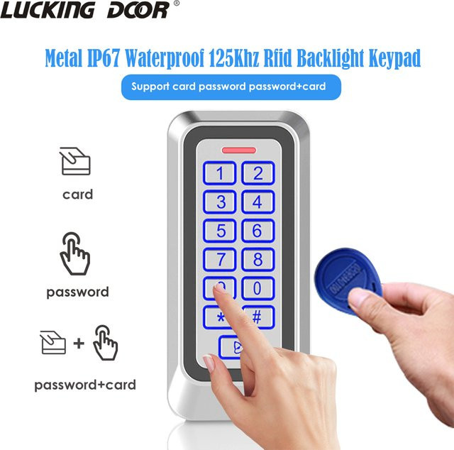 LUCKING DOOR RFID Metall Türzugangskontrolle mit Tastatur und Hintergrundbeleuchtung, IP67 wasserdicht, Farbe: Silber/Weiß - Bild 1