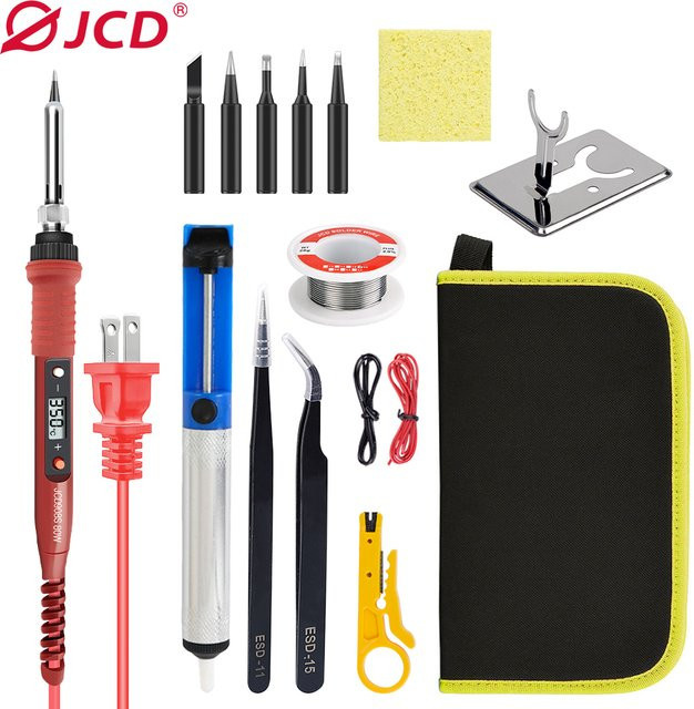 JCD 908S Elektrisches Lötkolben Set mit LCD Display und regelbarer Temperatur, 80W, Multicolour - Bild 1