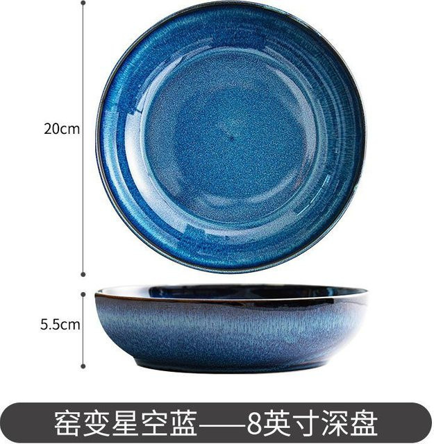 Nordic Retro Keramik Schüssel für Salat und Nudeln von Yiran Furniture in Grau und Blau - Bild 1