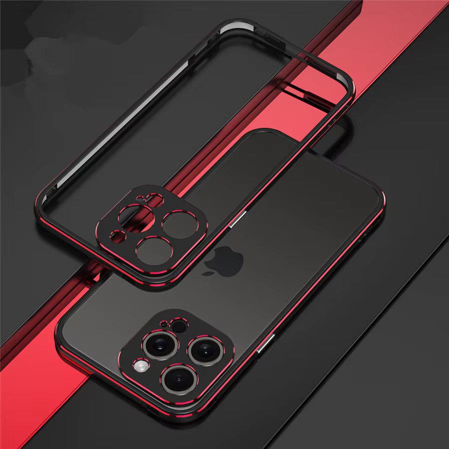 Stoßfeste Aluminium-Schrauben-Metallrahmen-Schutzhülle für Apple iPhone 12 bis 17 Pro Max mit Kameraschutz in Schwarz oder Silber - Bild 1
