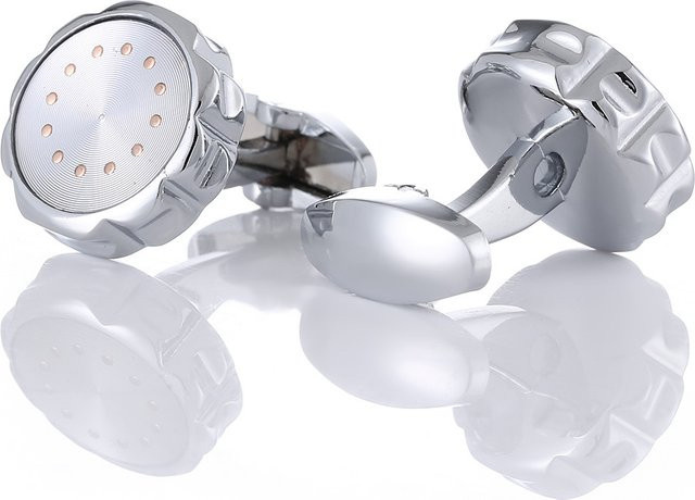 TingKu Manschettenknöpfe, rund, versilbert, Kupfer, Herren - Bild 1