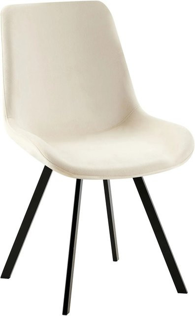 DELUKE Esszimmerstuhl LOVER aus Samt in Creme mit 360 Grad Drehsitz, B/T/H: 53 x 59 x 89 cm - Bild 1