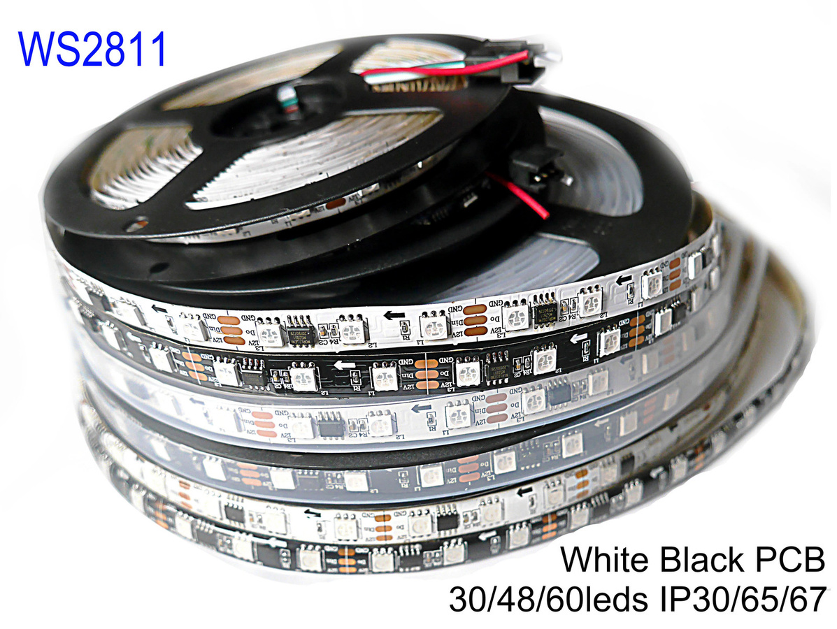 WRMIHU Smart Pixel RGBIC LED Streifen WS2811 DC12V, 5 m, Multicolour, Weiß/Schwarz PCB - Bild 2