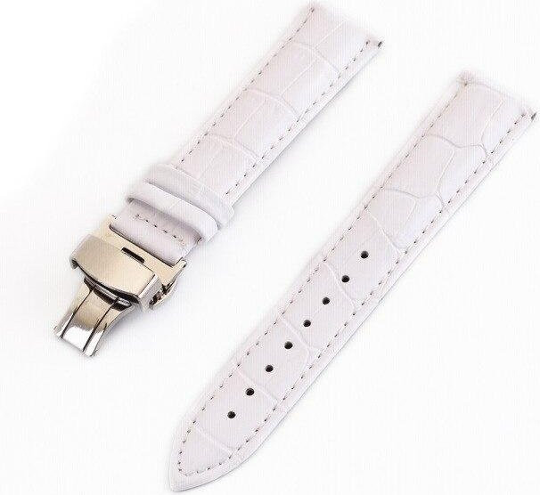 Allbestart Uhrenarmband Krokodilleder, Weiß, 14 mm, Herren - Bild 1