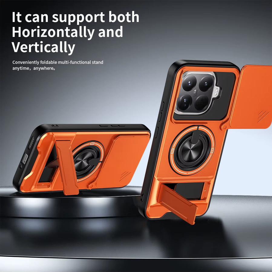 Xiaomi 15T Pro 5G Hard Case mit magnetischem Ringhalter und Kamera-Schutz in Schwarz oder Orange - Bild 5