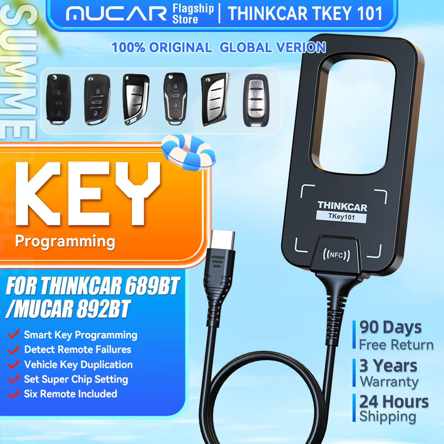 THINKCAR TKEY 101 Universeller Autoschlüssel-Programmierer in Schwarz mit 6 Fernbedienungen zur Unterstützung von Anti-Diebstahl-Systemen für MUCAR 892BT und THINKCAR 689BT - Bild 2