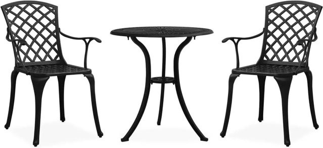 vidaXL 3-tlg Bistro-Set Modell 8 aus Aluminiumguss in Schwarz matt - Bild 1