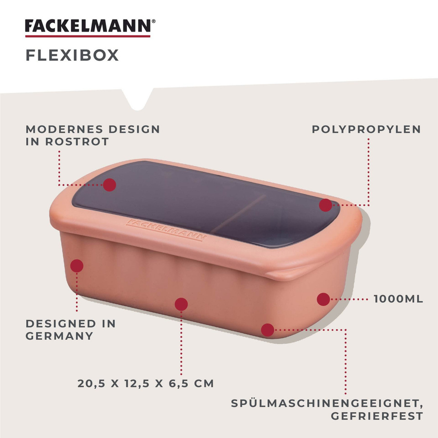 Fackelmann Flexibox Be The Move Aufbewahrungsboxen 3-teilig, rot, 1000 ml - Bild 3