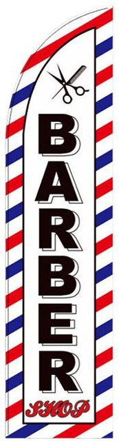 Maker Daily Mobile Barbershop Federflagge aus Polyester, Schwarz, einseitig bedruckt - Bild 1