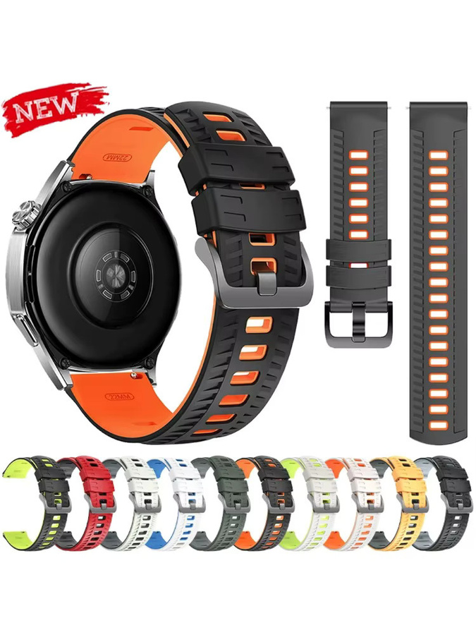 CAOWTAN Uhrenarmband Silikon, 22mm, Schwarz, Unisex - Bild 5