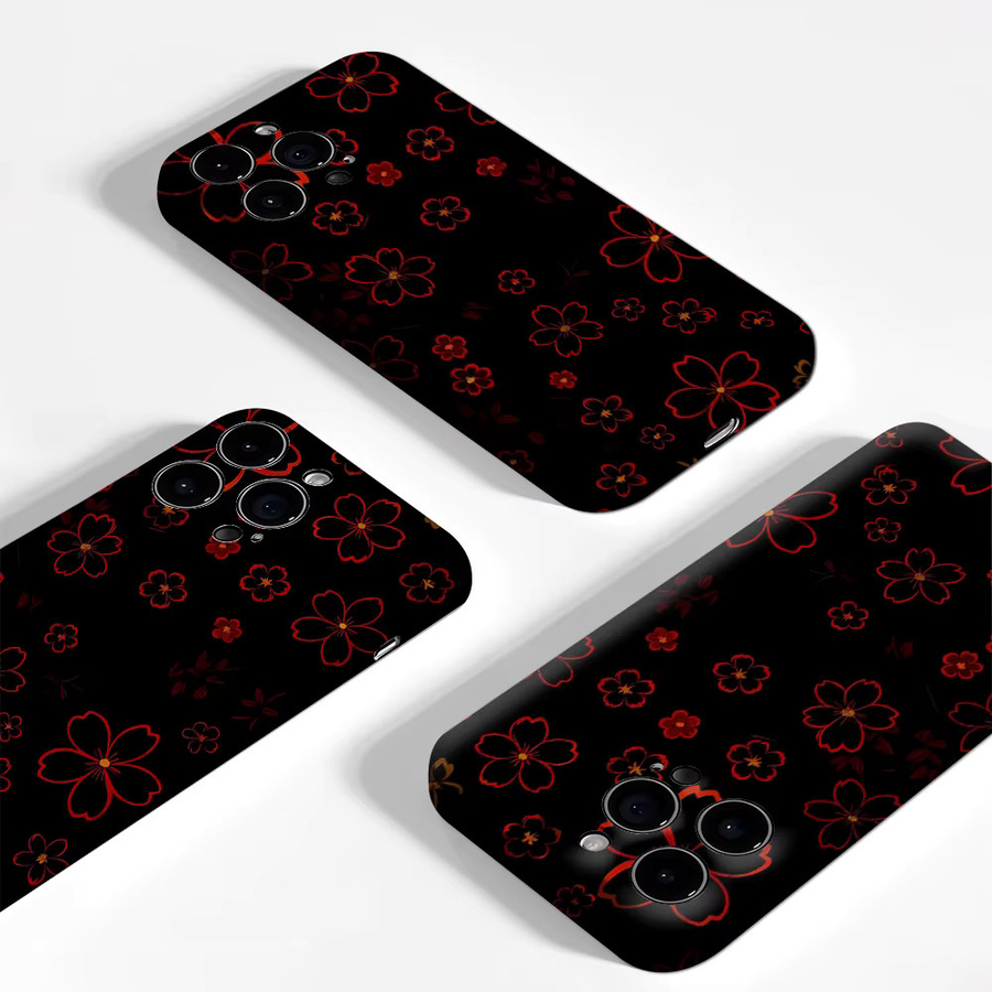 Crimson Petal Magnetische Handyhülle für iPhone 17 16 15 14 13 Pro Max Plus in Schwarz – Robuste Einzel- und Doppelschicht-Schutzhülle - Bild 3