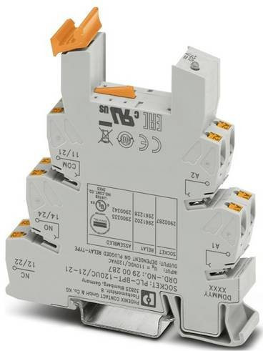 Phoenix Contact PLC-BPT-120UC/21-21 Relaissockel, Grau, B: 1,4 cm, H: 8,0 cm, T: 9,4 cm, 10 Stück - Bild 1