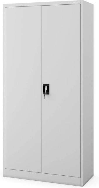 Jan Nowak Metallschrank Aktenschrank Grau mit Zylinderschloss und verstellbaren Fachböden B: 90 cm, T: 40 cm, H: 185 cm - Bild 1