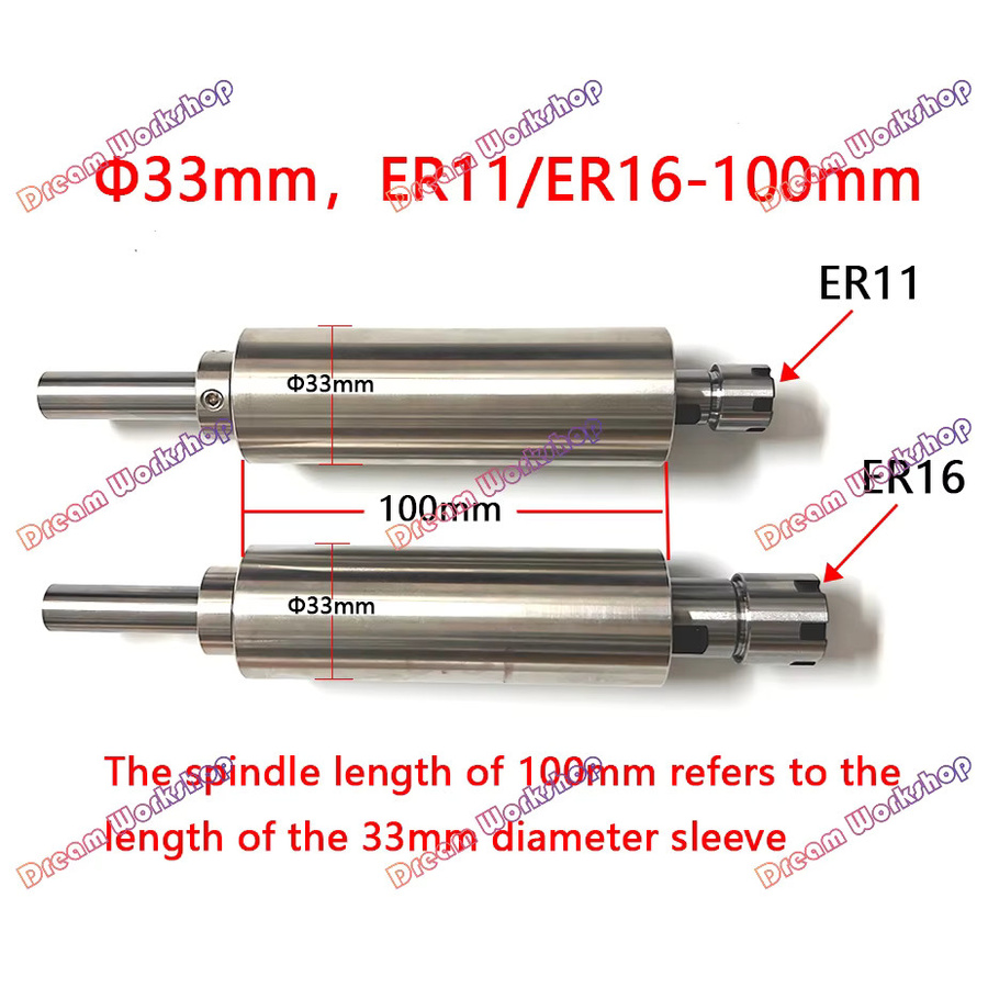 Hochgeschwindigkeits-Mikro-Spindel ohne Antrieb mit 15000 U/min in Silber, optional mit ER11/16 und Spindeldurchmesser 40/32/25/15 mm sowie Länge 50-120 mm - Bild 4