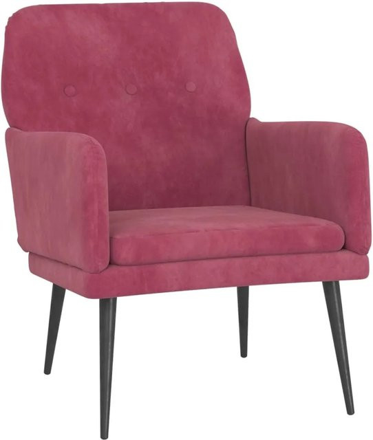 vidaXL Sessel in Rot aus Samt mit Armlehnen und Metallrahmen B/T/H: 62 x 79 x 79 cm - Bild 1