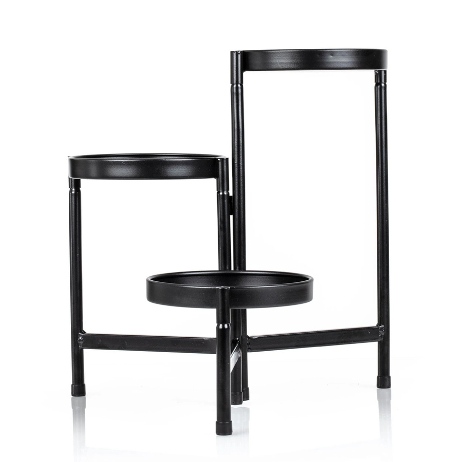BigDean 3 Etagen Blumenständer aus Metall in Schwarz, klappbares Pflanzenregal als robuste Pflanzentreppe für Balkon, Wohnzimmer oder Küche - Bild 2