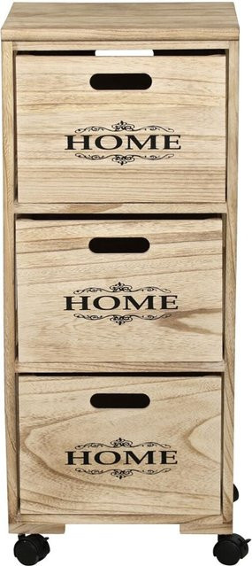 POCOline Aufbewahrungsregal aus Holz in Natur Braun mit Rollen, B/H/T: 31 x 82 x 34,5 cm - Bild 1
