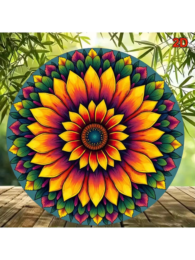 Potdemiel Vintage Wanddekoration aus Metall mit Sonnenblumen-Mandala-Design, rund, Mehrfarbig, Durchmesser: 20 cm - Bild 7