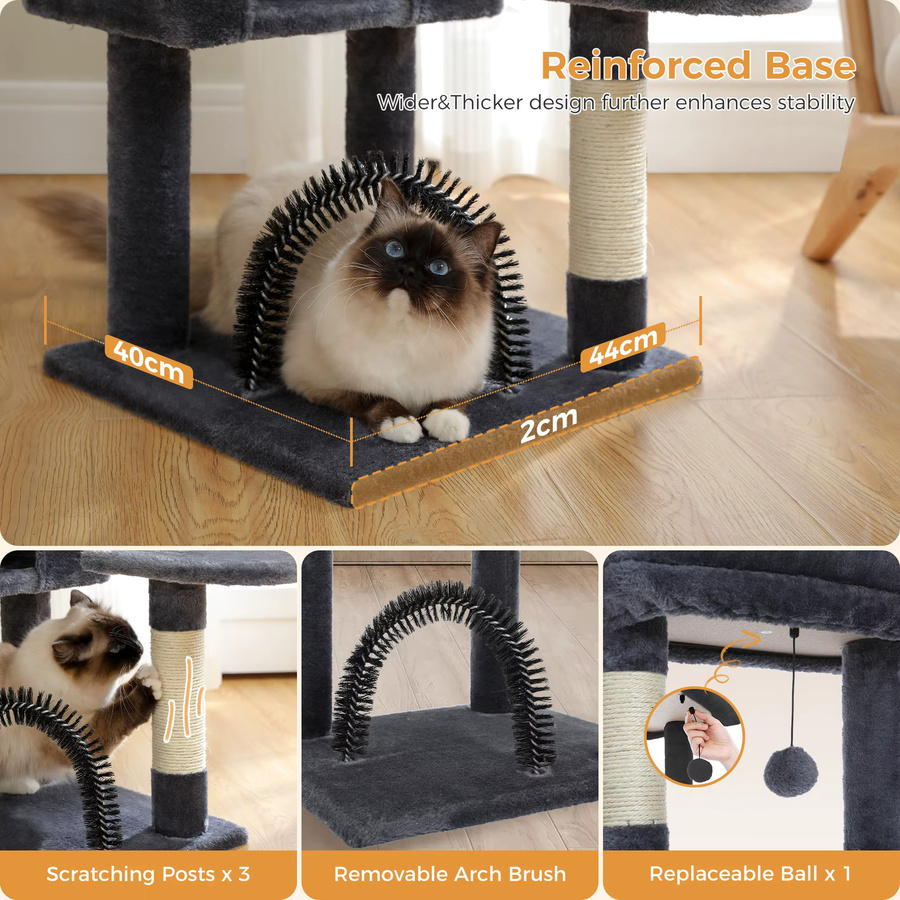 PAWZ Road Mehrstufiger Kratzbaumturm in Grau mit Sisal-Elementen, Katzenhöhle und Polsterung - Bild 4