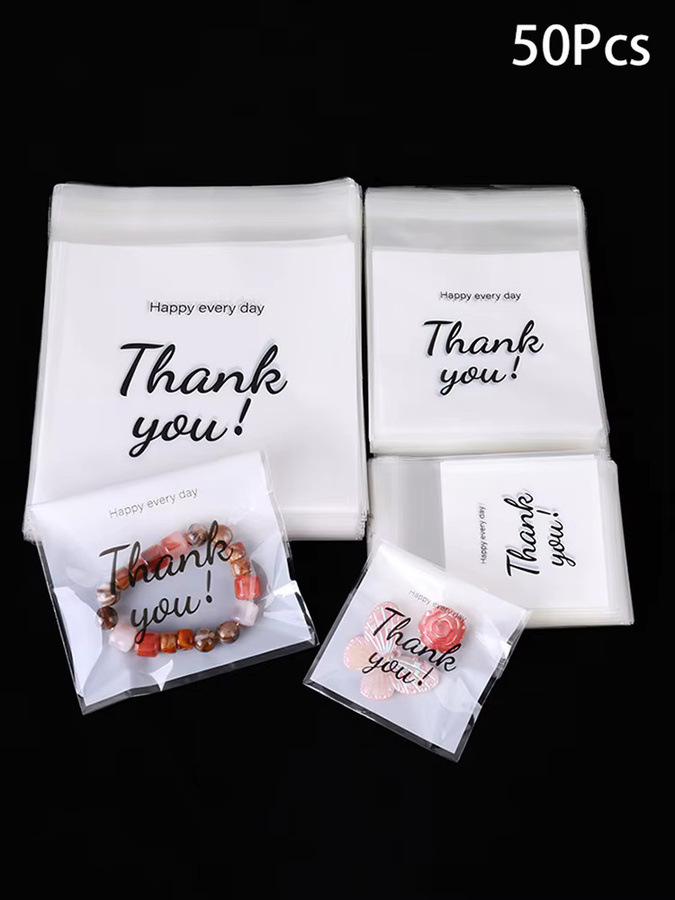 50 Stück transparente selbstklebende Plastiktüten von DANKE für Schmuck, Kekse und Geschenke - Bild 5