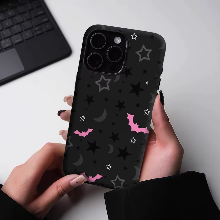 Magnetische Tough Handyhülle Gothic Pink Bat Skies für iPhone 17 16 15 14 Pro Max Plus in Pink und Schwarz - Bild 4