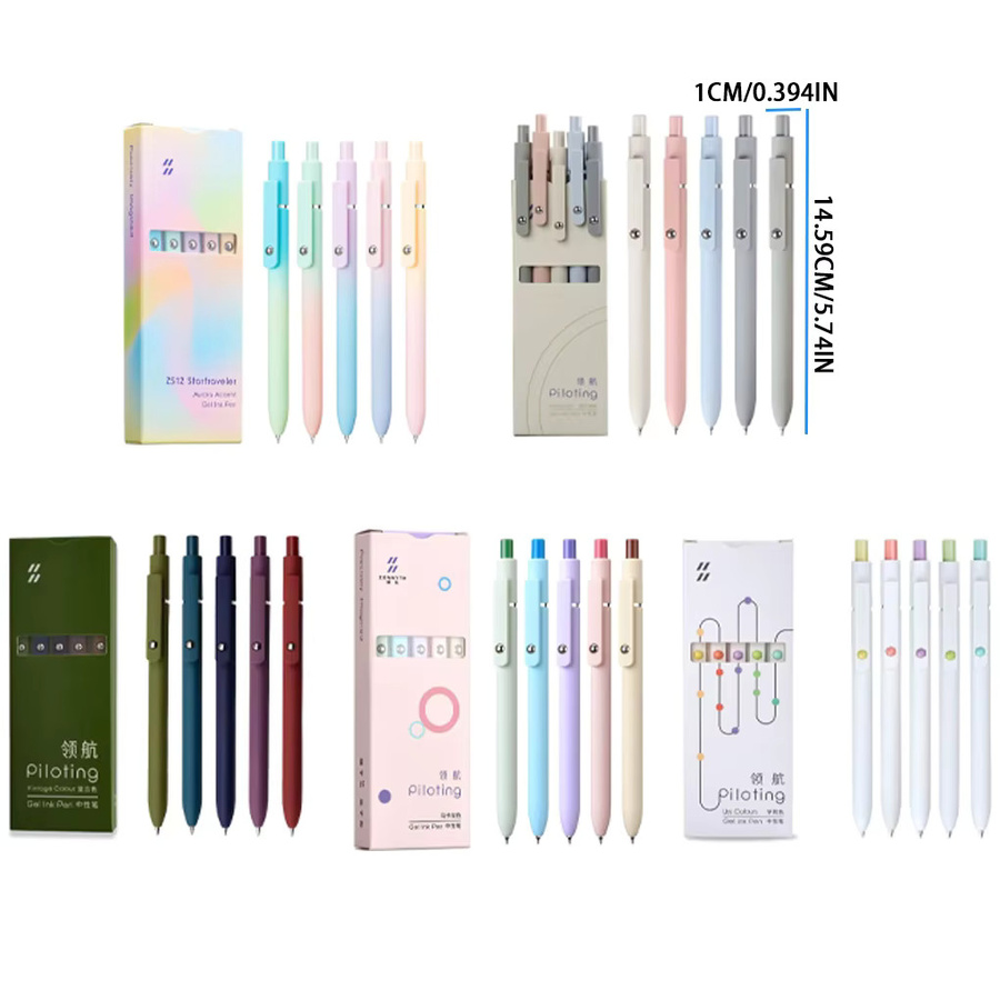 Worallymy Gelstifte Set mit 5 Stück, 0,5 mm feine Spitze, schnell trocknende Tinte für Schule und Büro - Bild 3