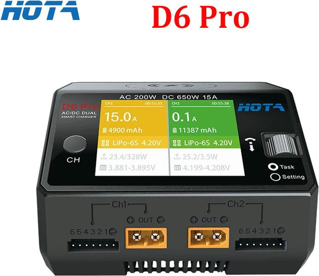 HOTA D6 Pro AC Smart Batterie Ladegerät und Entlader in Grau mit 200W AC und 2x325W DC für LiPo RC Drohnen Ersatzteile - Bild 1