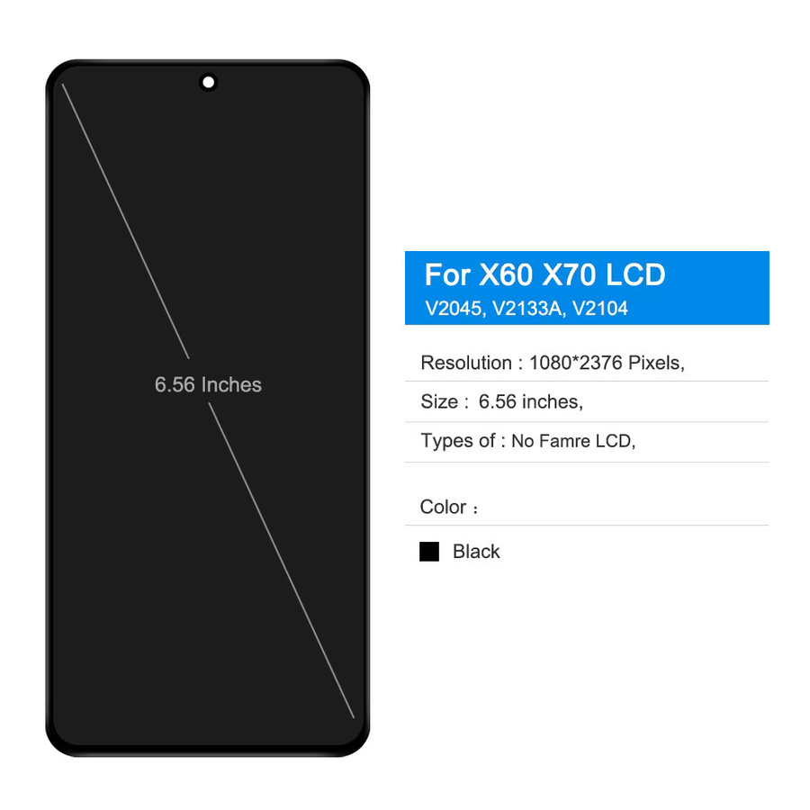 OELD LCD Display Touchscreen Digitizer Montage für Vivo X60 X70 in Schwarz - Bild 2