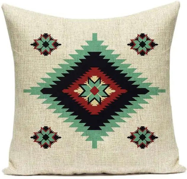 VIKAMA Bohemian Aztekische Kissenhülle mit geometrischem Muster in Multicolour, B/B: 45 x 45 cm - Bild 1