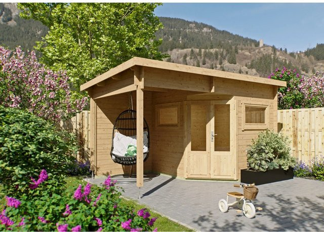 Fjordholz Gartenhaus Leva 2B als 5-Eck Log Cabin aus Holz in Farblos/Braun, Imprägniert - Bild 1