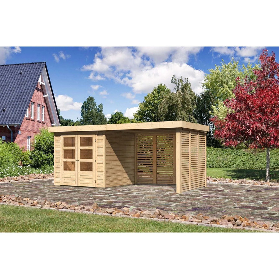 Karibu Holz-Gartenhaus Boras mit Flachdach in Natur, unbehandelt, B/T/H: 213 x 209 x 211 cm - Bild 2