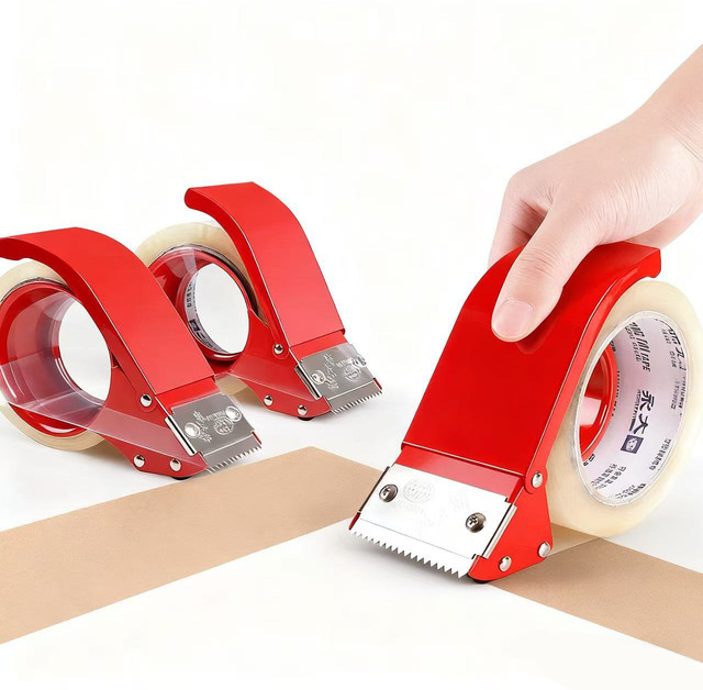 Robuster Handverpackungsbandabroller aus Metall in Rot für die effiziente Kartonversiegelung - Bild 1