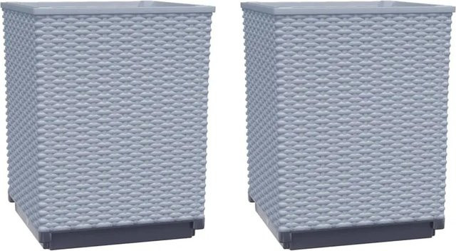 2er Set vidaXL Pflanzkübel aus Polypropylen in Hellgrau, B/T/H: 30 x 30 x 37 cm - Bild 1
