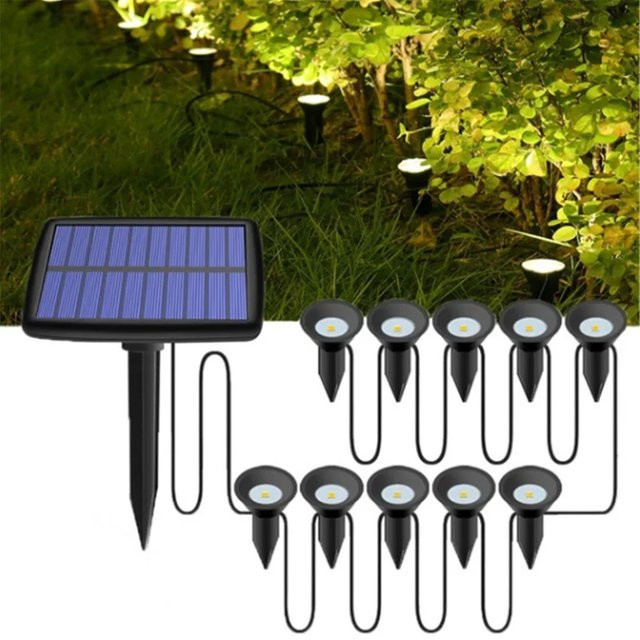 Wasserdichte Solarleuchten für den Außenbereich in Schwarz, IP65 Gartenstrahler für Weg, Terrasse und Rasen - Bild 1
