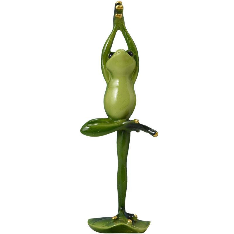 Yiran Furniture Yoga-Frosch Pastoral Dekoration aus Harz in Grün - Bild 3