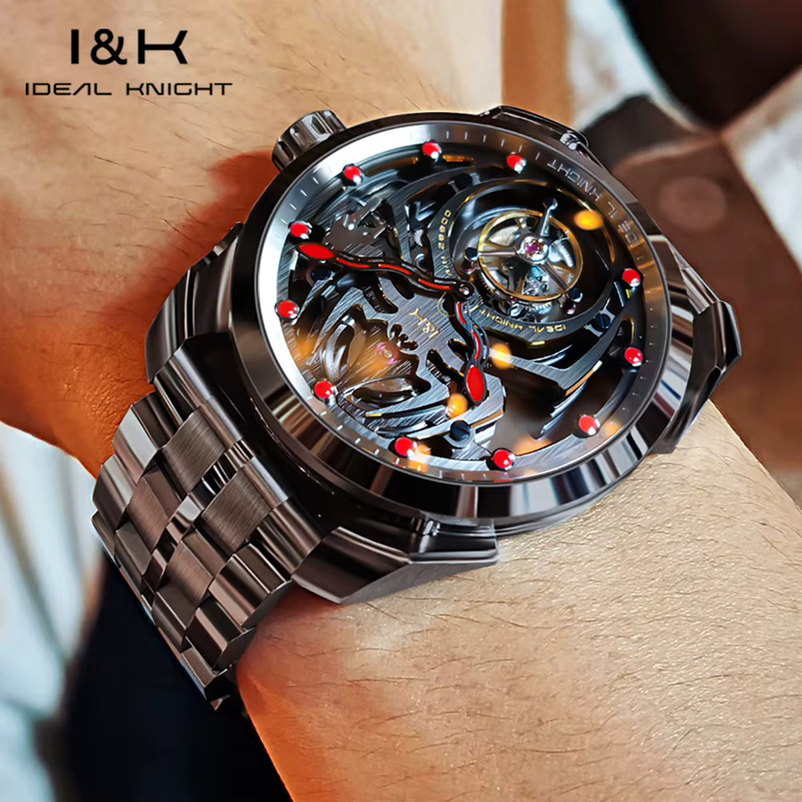 IDEAL KNIGHT Armbanduhr, Tourbillon, Handaufzug, Edelstahl, Silber, Herren - Bild 5