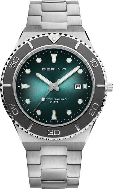 Bering Armbanduhr, Quarz, Edelstahl, Grün, 40 mm, Herren - Bild 1