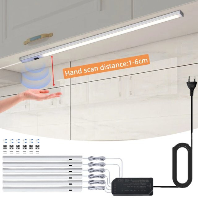 GAHADA LED Unterbauleuchte mit Bewegungssensor aus Aluminium in Silber, 12V Küchenbeleuchtung für Schrank und Regal - Bild 1