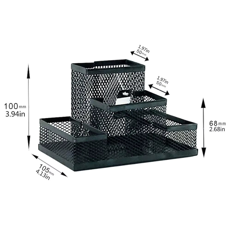 Metall Stifthalter mit drei Fächern für den Schreibtisch in Schwarz oder Silber - Bild 4