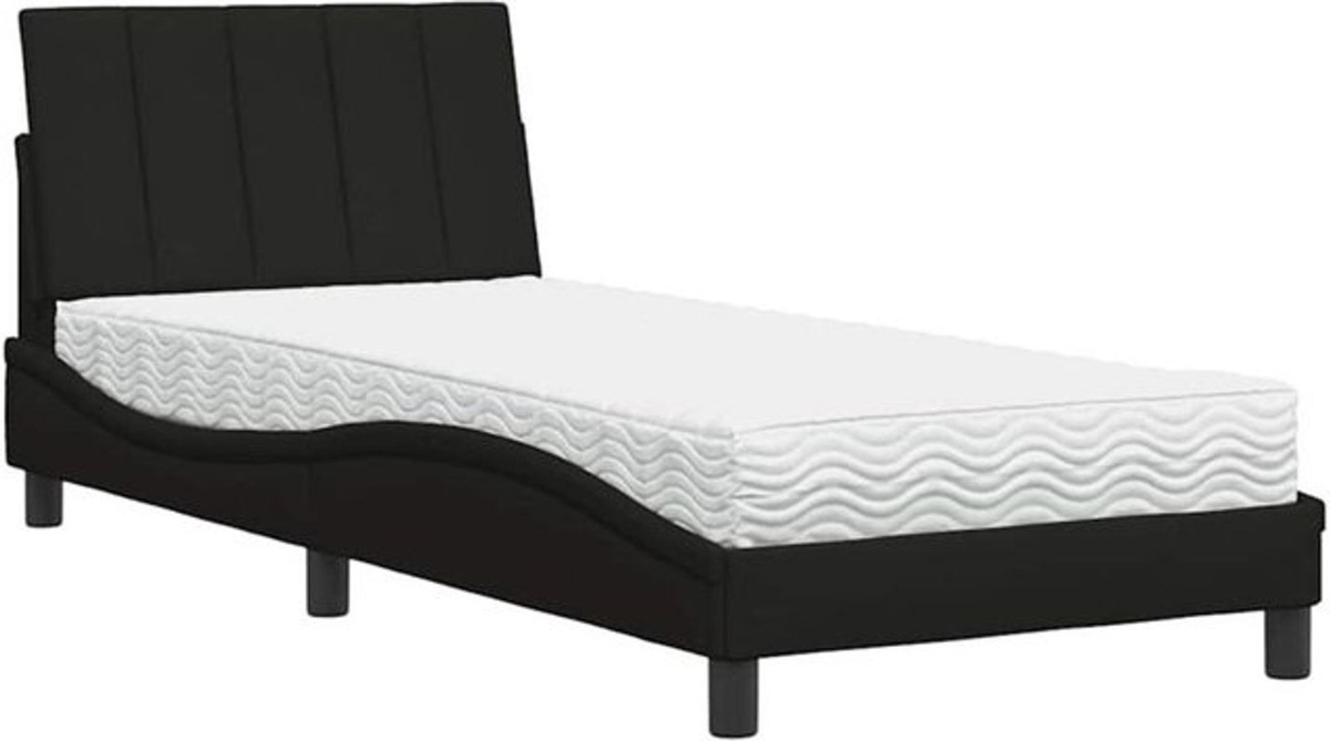 Polsterbett Hanko mit Matratze von Vidaxl in Schwarz aus Stoff und Metall, B/T: 80 x 200 cm - Bild 1