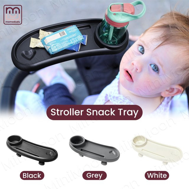 Kisslanding 3-in-1 Snack-Tablett für Kinderwagen mit verstellbarem Getränkehalter und Telefonschlitz, multifunktionaler Reise-Organizer, Schwarz - Bild 1