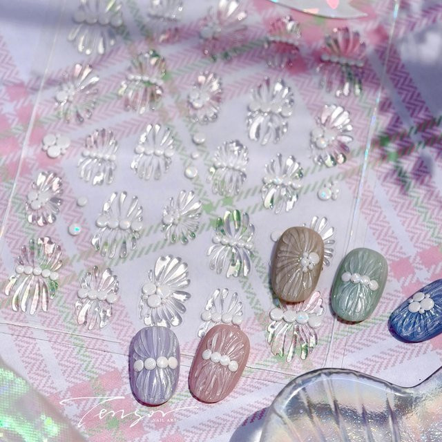 Rhstoe Nagelaufkleber, Muschel-Design, Glänzend, Unisex - Bild 1