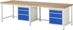 Rau Werkbank höhenverstellbar mit 6 Schubladen, B/T/H: 300 x 90 x 84-104 cm, Multicolour - Bild 1