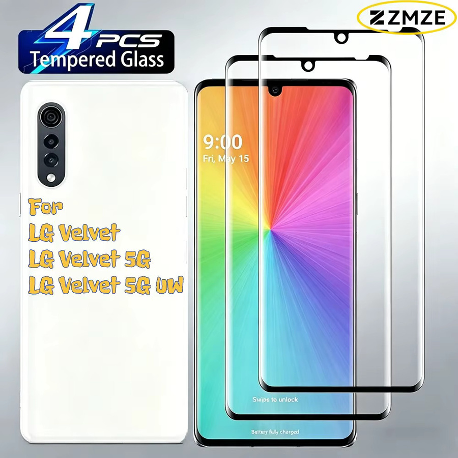 3D gebogenes Displayschutzfolie aus gehärtetem Glas für LG Velvet und LG Velvet 5G UW, transparent, 3/4 Stück Set - Bild 5